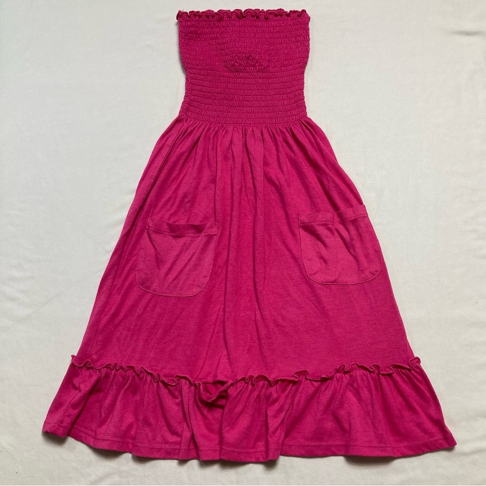 Swim Coverup Girl’s Small Fuchsia Pink Pull On Stretch Beach Pool cover up bath